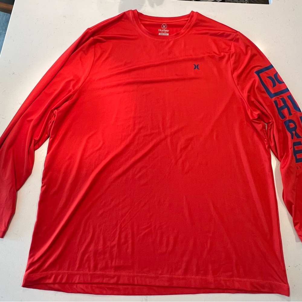 Hurley Men's XXL Vibrant Red Long Sleeve Tee